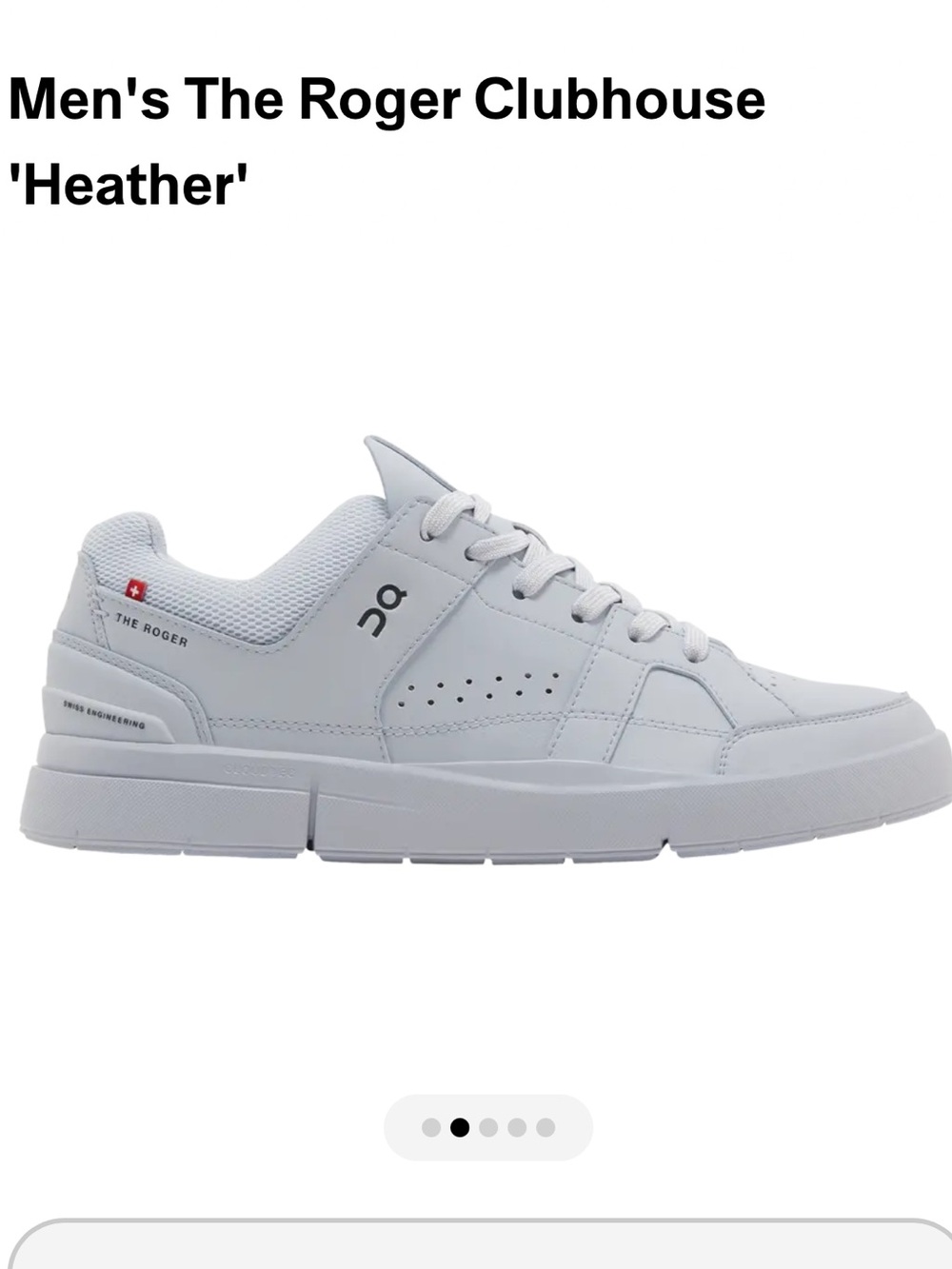 On Running Men's The Roger Clubhouse Heather White Sneakers Sz US 10